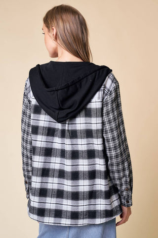 Harley HOODED CONTRAST PLAID SHIRT JACKET WITH POCKET - Rise and Redemption