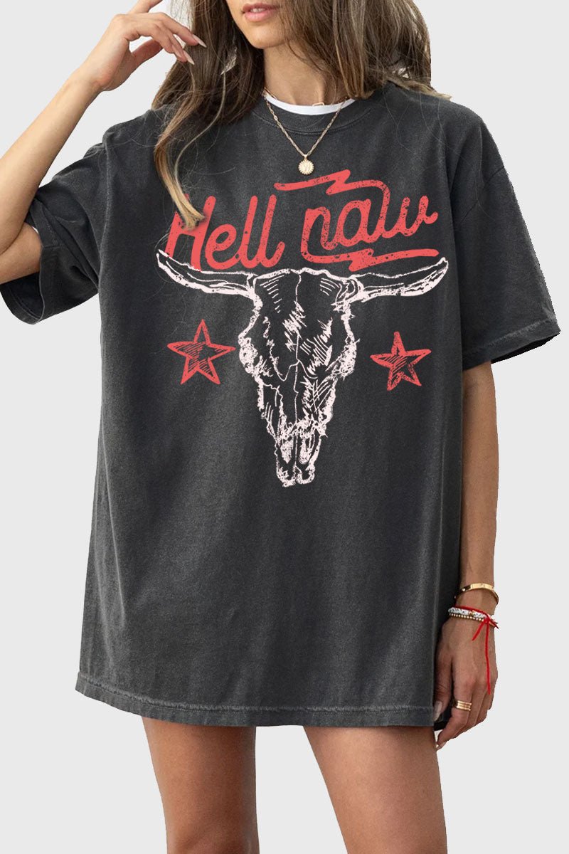 Hell Naw Oversized Graphic Tee - Rise and Redemption