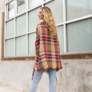 Holiday Plaid Shawl with Pockets - Rise and Redemption