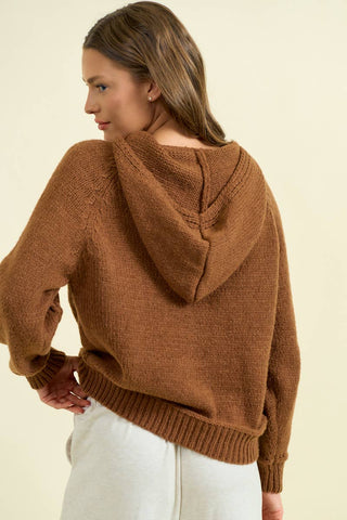 HOODIE BRAIDED DETAIL LONG SLEEVE SWEATER - Rise and Redemption