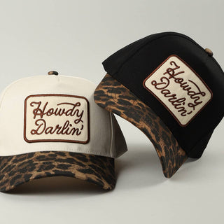 Howdy Darlin' Embroidered Leopard Brim Trucker Hat - Rise and Redemption