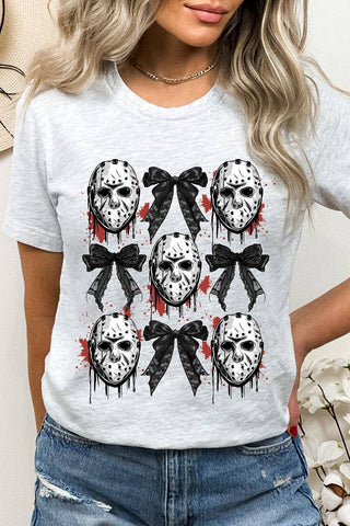 Jason Horror Halloween Bow Graphic T Shirt - Rise and Redemption