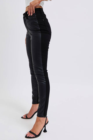 Judy Blue High Waisted Faux Leather & Denim Skinny - Rise and Redemption
