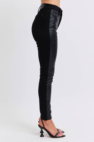 Judy Blue High Waisted Faux Leather & Denim Skinny - Rise and Redemption