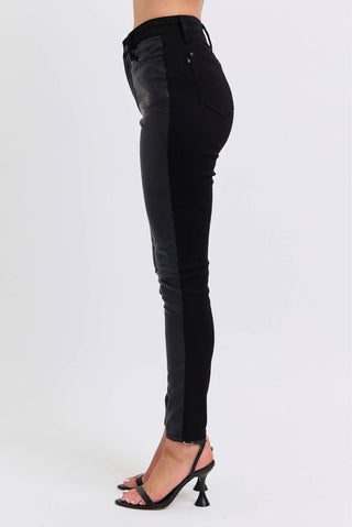 Judy Blue High Waisted Faux Leather & Denim Skinny - Rise and Redemption