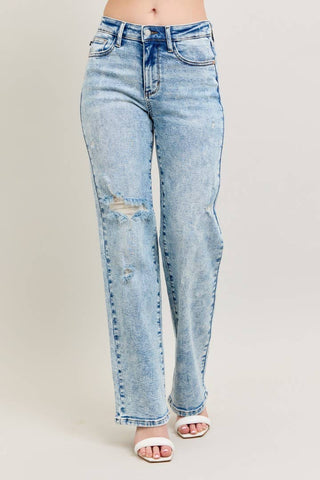 Judy Blue Mineral Wash High Waisted Distressed 90's Straight - Rise and Redemption