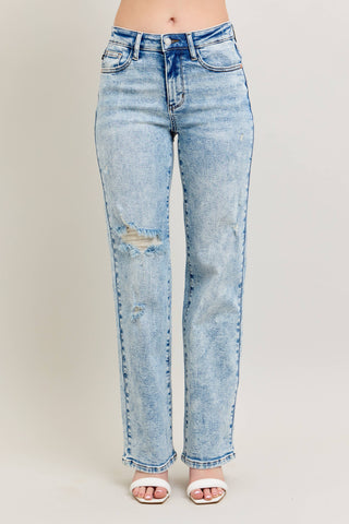 Judy Blue Mineral Wash High Waisted Distressed 90's Straight - Rise and Redemption