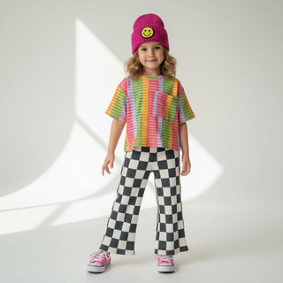 Kids Checked Out Wide Leg Pant - Rise and Redemption