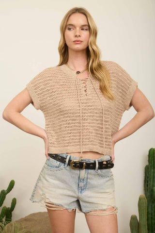 Lacey net knit top - Rise and Redemption