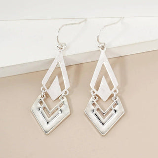 Layered Diamond Shape Geometric Dangle Earrings - Rise and Redemption