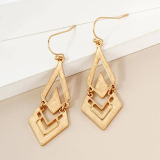 Layered Diamond Shape Geometric Dangle Earrings - Rise and Redemption
