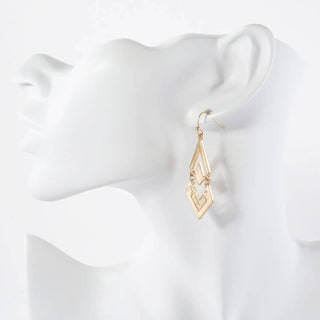 Layered Diamond Shape Geometric Dangle Earrings - Rise and Redemption