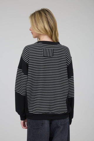 LENNON CONTRAST STRIPE RAW EDGE LONG SLEEVE KNIT TOP - Rise and Redemption