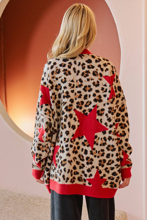 Leona Star Leopard Oversized Cardigan - Rise and Redemption