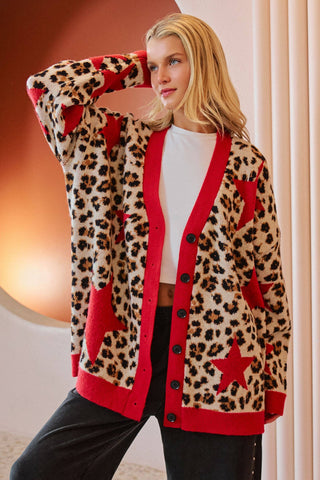 Leona Star Leopard Oversized Cardigan - Rise and Redemption