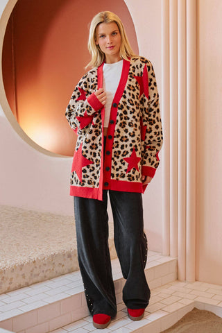 Leona Star Leopard Oversized Cardigan - Rise and Redemption