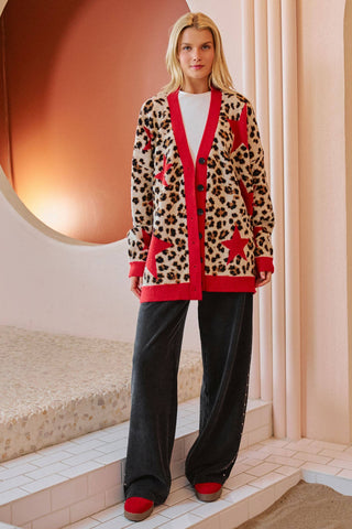 Leona Star Leopard Oversized Cardigan - Rise and Redemption