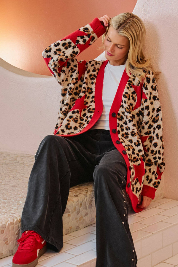 Leona Star Leopard Oversized Cardigan - Rise and Redemption