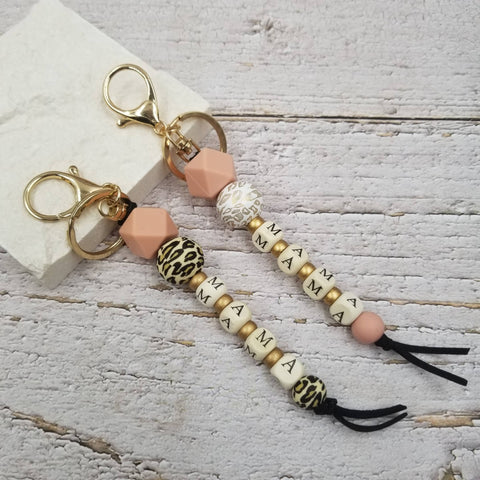 Leopard Keychain MAMA Wood Bead Bracelet - Rise and Redemption