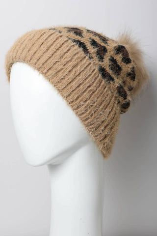 🐆 Leopard Knit Beanie with Pom Pom - 5 Colors - Rise and Redemption