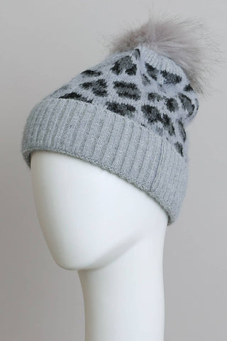 🐆 Leopard Knit Beanie with Pom Pom - 5 Colors - Rise and Redemption