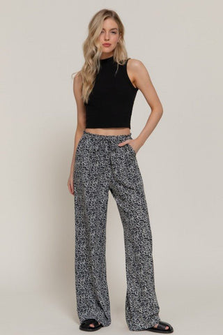 Leopard Palazzo Tie Pants - Rise and Redemption