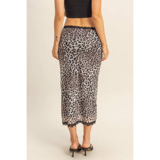Leopard Print Pencil Skirt With Lace Trim - Rise and Redemption
