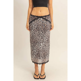 Leopard Print Pencil Skirt With Lace Trim - Rise and Redemption