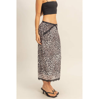 Leopard Print Pencil Skirt With Lace Trim - Rise and Redemption