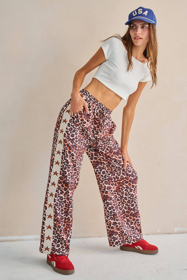 Leopard Star Stripe Pants - Rise and Redemption