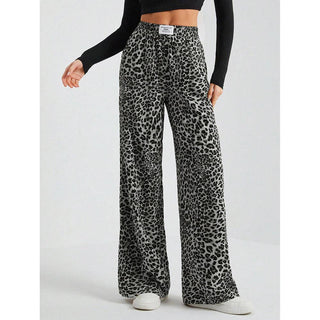 Leopard Wide Leg Elastic Waist Pants - Rise and Redemption