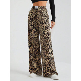 Leopard Wide Leg Elastic Waist Pants - Rise and Redemption