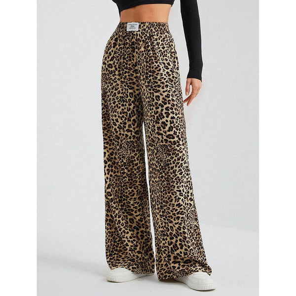 Leopard Wide Leg Elastic Waist Pants - Rise and Redemption
