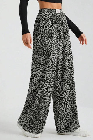 Leopard Wide Leg Elastic Waist Pants - Rise and Redemption