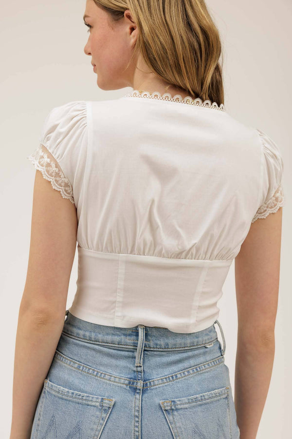 Lexi Lace trim Button Front Top - Rise and Redemption