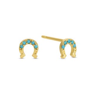 Light Blue Horseshoe Studs On Velvet Tag - Rise and Redemption