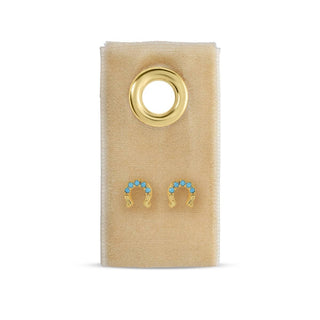 Light Blue Horseshoe Studs On Velvet Tag - Rise and Redemption
