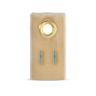 Light Blue Pavé Bar Studs On Velvet Tag - Rise and Redemption