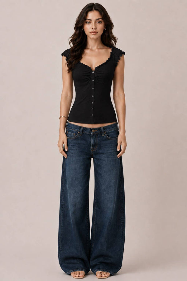 Lillian Button Frill Top - Rise and Redemption