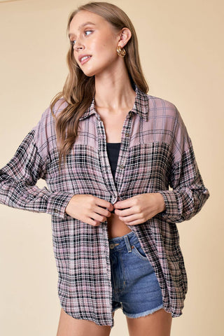 Lilliana Spring Mixed Plaid Button Down Shirt - Rise and Redemption