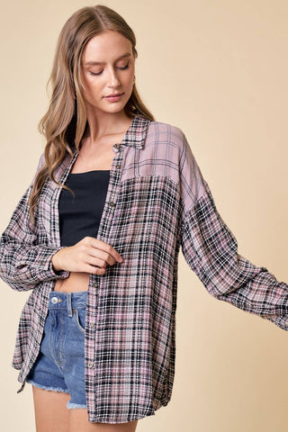Lilliana Spring Mixed Plaid Button Down Shirt - Rise and Redemption