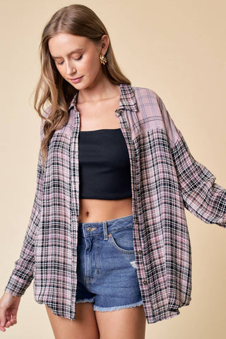 Lilliana Spring Mixed Plaid Button Down Shirt - Rise and Redemption