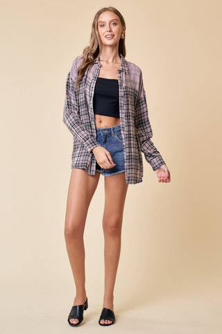 Lilliana Spring Mixed Plaid Button Down Shirt - Rise and Redemption
