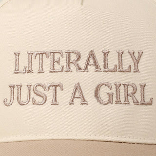 Literally Just A Girl Embroidery Two Tone Trucker Hat - Rise and Redemption