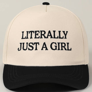 Literally Just A Girl Embroidery Two Tone Trucker Hat - Rise and Redemption