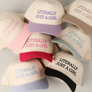 Literally Just A Girl Embroidery Two Tone Trucker Hat - Rise and Redemption