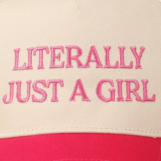 Literally Just A Girl Embroidery Two Tone Trucker Hat - Rise and Redemption