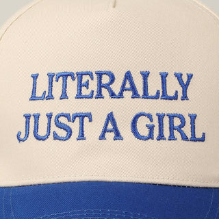 Literally Just A Girl Embroidery Two Tone Trucker Hat - Rise and Redemption