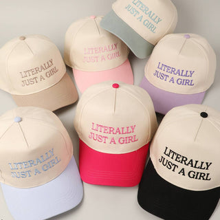 Literally Just A Girl Embroidery Two Tone Trucker Hat - Rise and Redemption