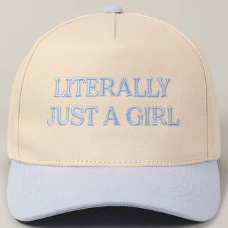 Literally Just A Girl Embroidery Two Tone Trucker Hat - Rise and Redemption